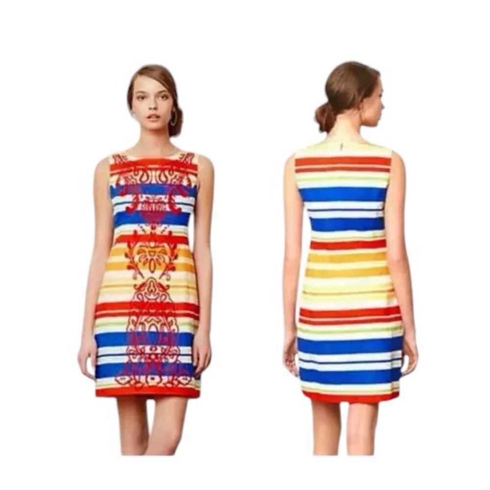 Anthropologie Tabitha Women's Totem Shift Embroidered Dress Multicolor Size 8